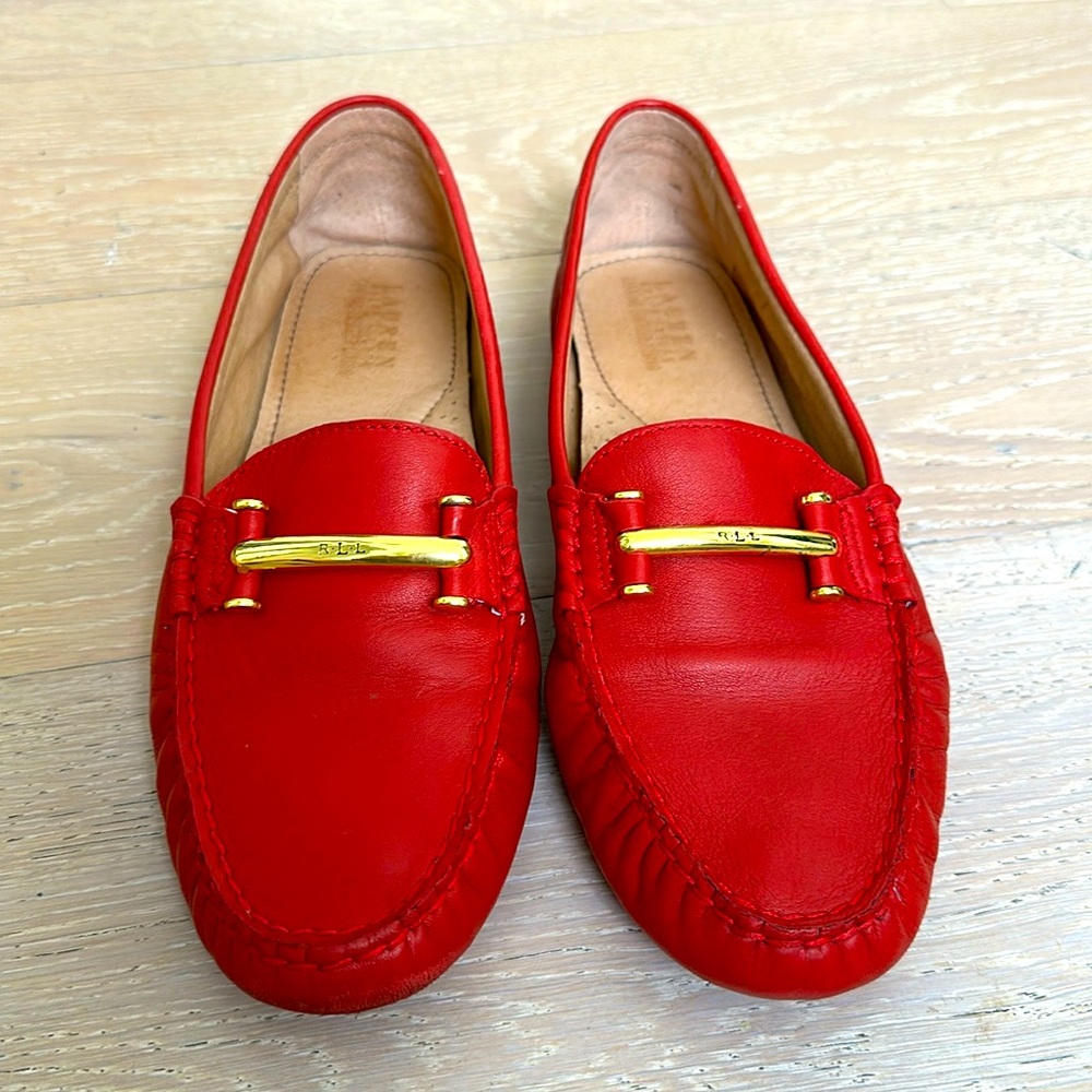 Caliana Ralph Lauren rich red leather loafers size “10B”